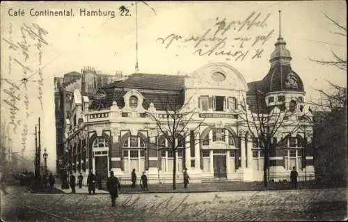 Ak Hamburg, Café Continental, Außenansicht, Straßenpartie