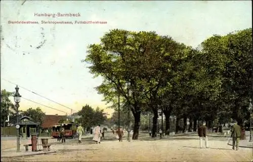 Ak Hamburg Nord Barmbek, Bramfelder Straße, Steilshooper Straße, Fuhlsbütteler Straße, Straßenbahnen