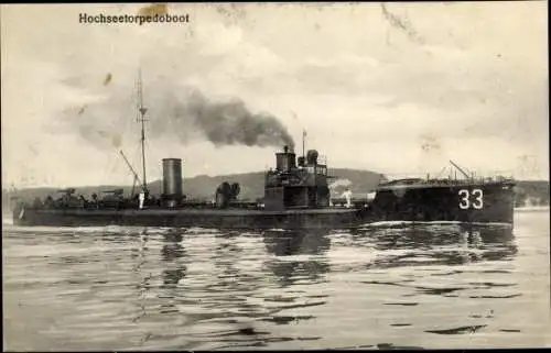 Ak Deutsches Kriegsschiff, Hochseetorpedoboot 33, Kaiserliche Marine