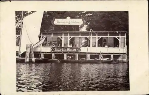 Foto Ak Berlin Spandau Hakenfelde ?  Restaurant Fährhaus an der Havel, Hacker Bräu München