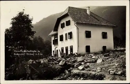 Foto Ak Bodensdorf am Ossiacher See Kärnten, Unwetterkatastrophe 1926, St. Josef, Zerstörungen