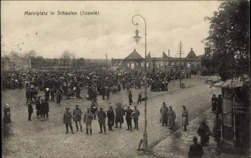 Ak Šiauliai Szawle Schaulen Litauen, Marktplatz, deutsche Soldaten, 1. WK