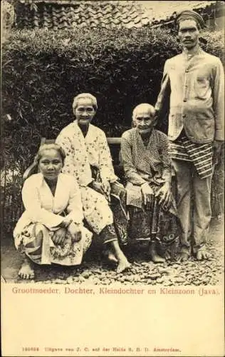 Ak Java Indonesien, Grootmoeder, Dochter, Kleindochter en Kleinzoon