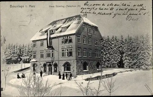Ak Braunlage im Oberharz, Pension Haus Dümling, Winteransicht