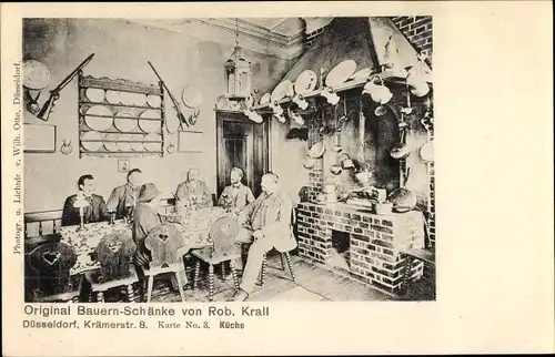 Ak Düsseldorf am Rhein, Original Bauernschänke, Krämerstraße 8, Innenansicht, Kamin