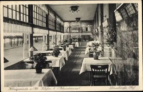 Ak Königswinter am Rhein, Gasthaus Düsseldorfer Hof, Rheinterrasse, Innenansicht