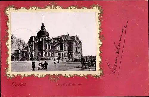 Präge Passepartout Ak Krefeld am Niederrhein, Straßenpartie mit Kreis Ständehaus