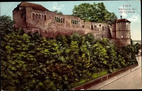 Ak Cheb Eger Region Karlsbad, Mühlturm an der alten Kaiserburg