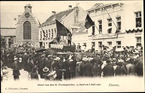 Ak Deurne Antwerpen Flandern, Stoet van den H. Fredegandus, 1902