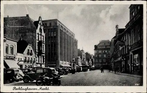 Ak Recklinghausen im Ruhrgebiet, Markt, Motorrad