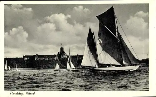 Ak Mürwik Flensburg in Schleswig Holstein, Marineschule, Segelboote