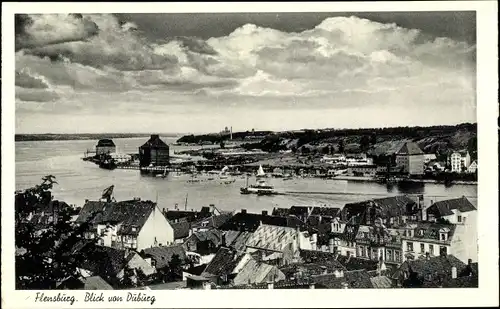 Ak Flensburg in Schleswig Holstein, Blick von Duburg über die Stadt