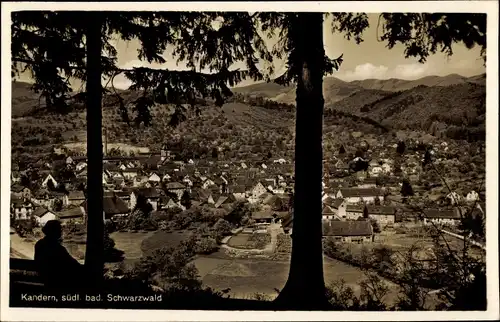 Ak Kandern im Schwarzwald Baden, Durchblick vom Böscherzen zum Ort