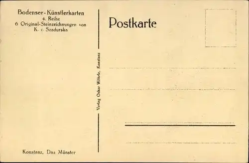 Künstler Ak Szadurska, Konstanz am Bodensee, Blick auf das Münster