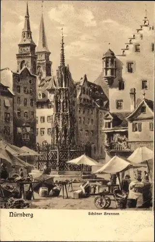 Ak Nürnberg in Mittelfranken, Schöner Brunnen