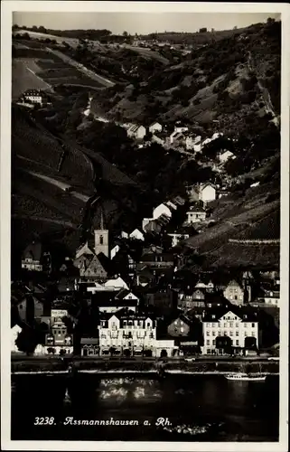 Ak Assmannshausen Rüdesheim Rhein, Stadt mit Landschaft 