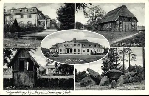 Ak Bergen in der Lüneburger Heide, Schloss Bredebeck, Räucherkate, Ohlhof, Steinhäuser, Offz. Kasino