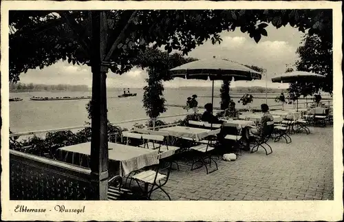 Ak Wussegel HItzacker, Partie am Elbterrassen Café