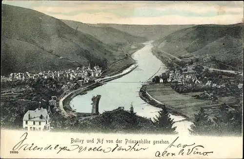 Ak Bullay an der Mosel, Bullay und Alf Panorama von der Prinzenhöhe