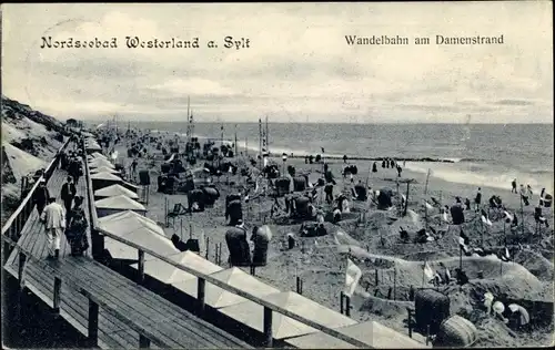 Ak Westerland auf Sylt, Wandelbahn am Damenstrand
