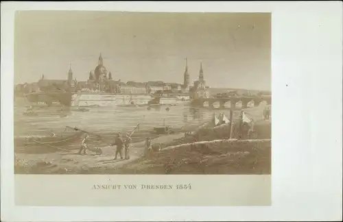 Foto Ak Dresden Altstadt, Aufnahme einer Ansicht von 1834, Blick auf die Altstadt