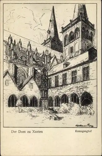 Künstler Ackermann, O., Xanten, Dom, Kreuzganghof, Bögen