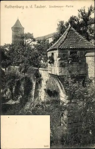 Ak Rothenburg ob der Tauber Mittelfranken, Stadtmauer Partie