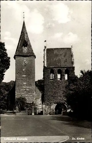 Ak Rastede in Oldenburg,Evang. Kirche, Stadttor