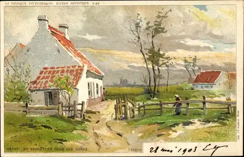 Künstler Litho Ranot, F., Knokke Heist Heyst Knocke sur Mer Westflandern, Maisonnettes