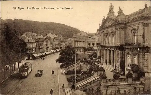 Ak Spa Wallonien Lüttich, Les Bains, Le Casino, La Rue Royal