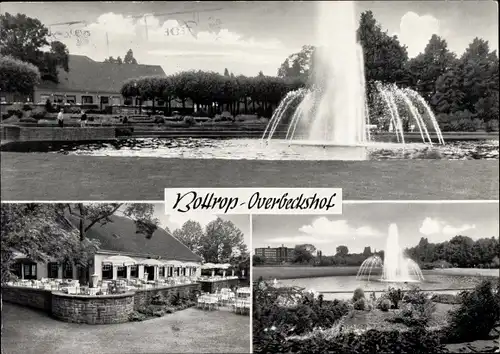 Ak Overbeckshof Bottrop im Ruhrgebiet, Ortspartie mit Brunnen