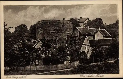 Ak Friedberg im Wetteraukreis Hessen, Blick auf den dicken Turm, Häuser