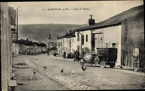 Ak Maron Meurthe et Moselle, Rue de Nancy, Lieferwagen Jules Prevot