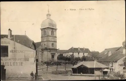 Ak Vitrey Meurthe et Moselle, Place de l'Église, Pavillon, Mercerie