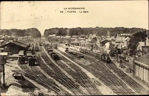 Ak Flers Orne, La Gare, Französische Eisenbahn