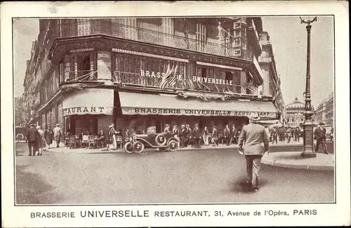 Ak Paris I. Arrondissement Louvre, Brasserie Universelle Restaurant, 31, Avenue de l'Opera