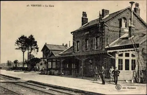 Ak Vervins Aisne, La Gare