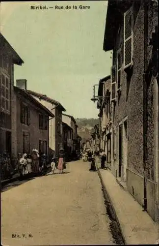 Ak Miribel Ain, Rue de la Gare
