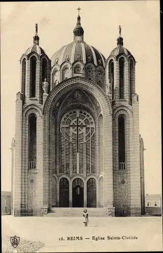 Ak Reims Marne, Eglise Sainte Clotilde