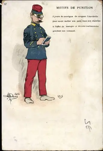 Künstler Ak Guillaume, Albert, Motifs de Punition, französischer Soldat