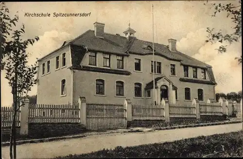 Ak Spitzkunnersdorf Leutersdorf Oberlausitz, Kirchschule