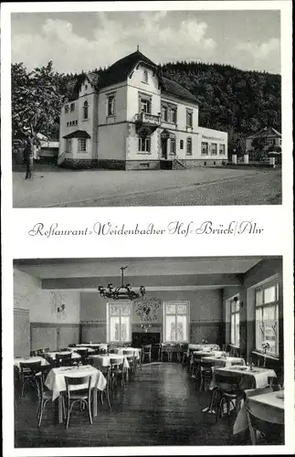 Ak Brück Ahrbrück, Restaurant Weidenbacher Hof, Jacob Leuer, Innenansicht