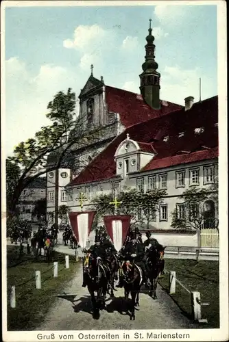 Ak Panschwitz Kuckau Oberlausitz, Kloster St. Marienstern, Osterreiten