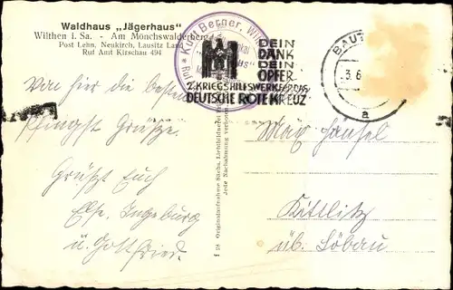 Ak Wilthen in der Oberlausitz, Waldhaus "Jägerhaus"