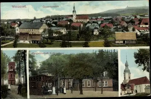 Ak Walddorf, Gesamtansicht, Bergwirtschaft Kottmarberg