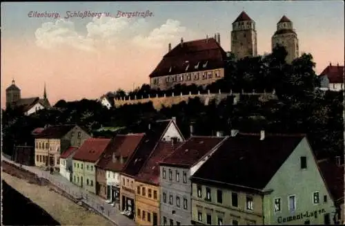 Ak Eilenburg Mulde, Schloßberg und Bergstraße, Türme, Zementlager