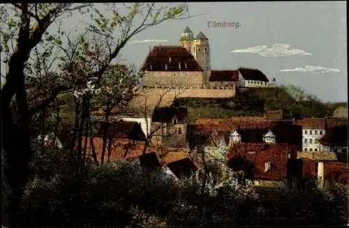 Ak Eilenburg Mulde, Panorama der Stadt mit Blick auf das Schloß