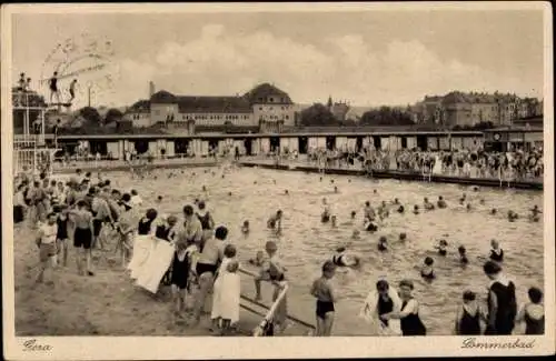 Ak Gera in Thüringen, Sommerbad, Badegäste