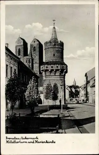 Ak Prenzlau in der Uckermark, Mitteltorturm, Marienkirche