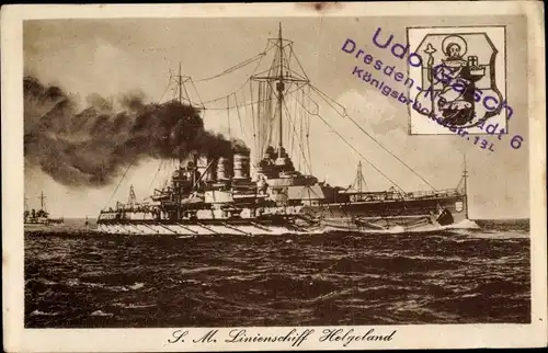 Ak Deutsches Kriegsschiff, SMS Helgoland, Linienschiff